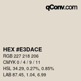 Color code: HEX #E3DACE | qconv.com