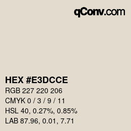 Color code: HEX #E3DCCE | qconv.com