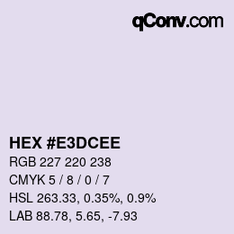 Color code: HEX #E3DCEE | qconv.com