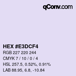 Color code: HEX #E3DCF4 | qconv.com