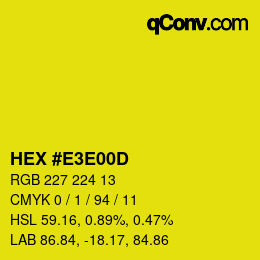 カラーコード: HEX #E3E00D | qconv.com