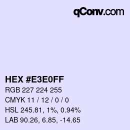 Color code: HEX #E3E0FF | qconv.com