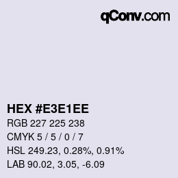 Color code: HEX #E3E1EE | qconv.com