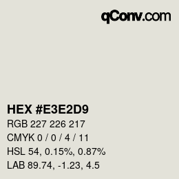 Color code: HEX #E3E2D9 | qconv.com