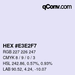 Código de color: HEX #E3E2F7 | qconv.com