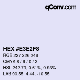 Color code: HEX #E3E2F8 | qconv.com