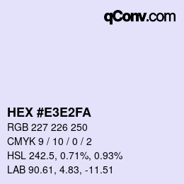 Color code: HEX #E3E2FA | qconv.com