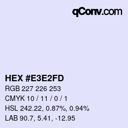 カラーコード: HEX #E3E2FD | qconv.com