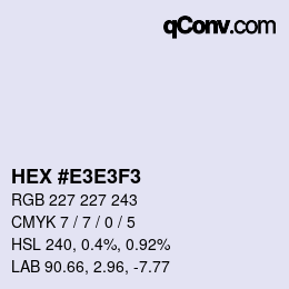 Color code: HEX #E3E3F3 | qconv.com