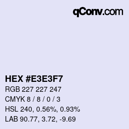 Color code: HEX #E3E3F7 | qconv.com