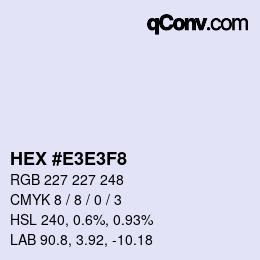Color code: HEX #E3E3F8 | qconv.com