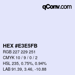 Color code: HEX #E3E5FB | qconv.com