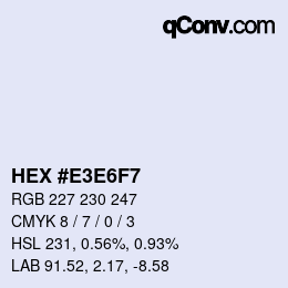 Code couleur: HEX #E3E6F7 | qconv.com