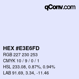 Color code: HEX #E3E6FD | qconv.com