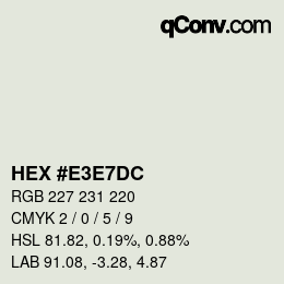 Color code: HEX #E3E7DC | qconv.com