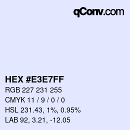 Color code: HEX #E3E7FF | qconv.com