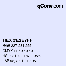 カラーコード: HEX #E3E7FF | qconv.com