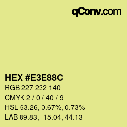 Color code: HEX #E3E88C | qconv.com