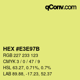 カラーコード: HEX #E3E97B | qconv.com