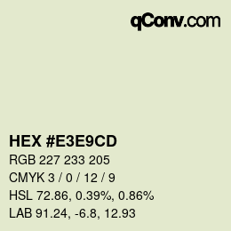 Color code: HEX #E3E9CD | qconv.com