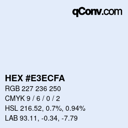 カラーコード: HEX #E3ECFA | qconv.com