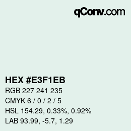 Color code: HEX #E3F1EB | qconv.com