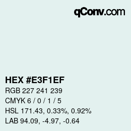 Farbcode: HEX #E3F1EF | qconv.com