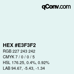 Código de color: HEX #E3F3F2 | qconv.com