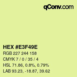 Color code: HEX #E3F49E | qconv.com