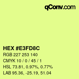 Color code: HEX #E3FD8C | qconv.com