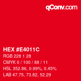 Color code: HEX #E4011C | qconv.com