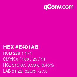 Color code: HEX #E401AB | qconv.com