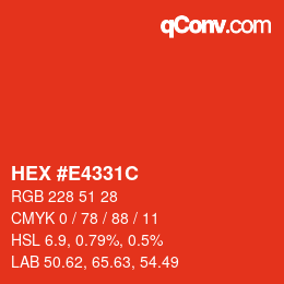 Color code: HEX #E4331C | qconv.com