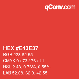 Farbcode: HEX #E43E37 | qconv.com