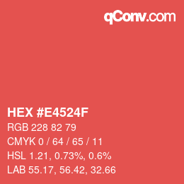 颜色代码: HEX #E4524F | qconv.com