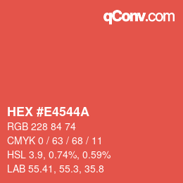 颜色代码: HEX #E4544A | qconv.com