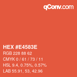 Color code: HEX #E4583E | qconv.com