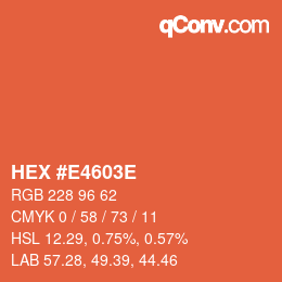 Color code: HEX #E4603E | qconv.com