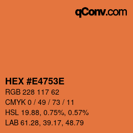 Color code: HEX #E4753E | qconv.com
