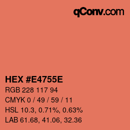 Farbcode: HEX #E4755E | qconv.com
