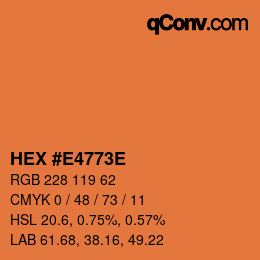 Color code: HEX #E4773E | qconv.com