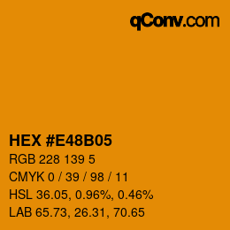 Code couleur: HEX #E48B05 | qconv.com