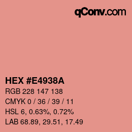 カラーコード: HEX #E4938A | qconv.com