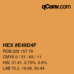 Color code: HEX #E49D4F | qconv.com