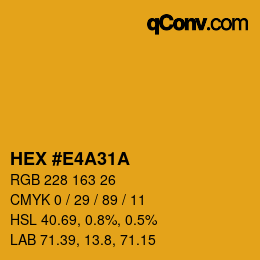 Color code: HEX #E4A31A | qconv.com