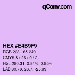 Color code: HEX #E4B9F9 | qconv.com