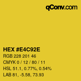 Color code: HEX #E4C92E | qconv.com