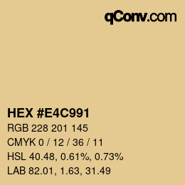 Code couleur: HEX #E4C991 | qconv.com