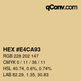 カラーコード: HEX #E4CA93 | qconv.com