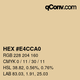 カラーコード: HEX #E4CCA0 | qconv.com